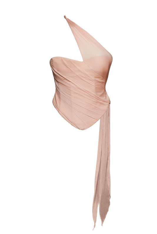 Corset roz voal mătase naturală Helena