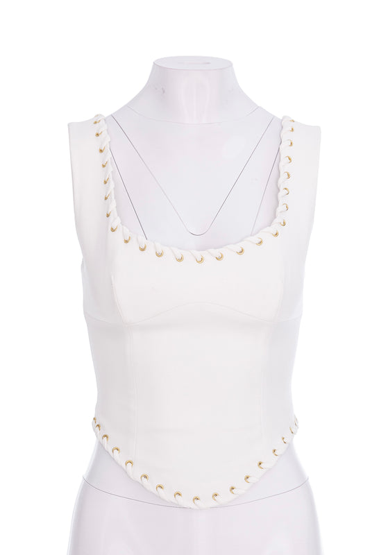 Chloe ivory corset top with eyelet details